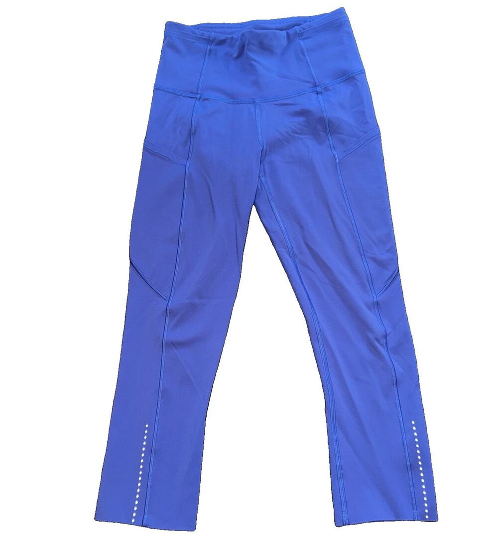 Lululemon Fast Free Crop II 19" Nulux Blue Psychic Reflective Legging Pockets